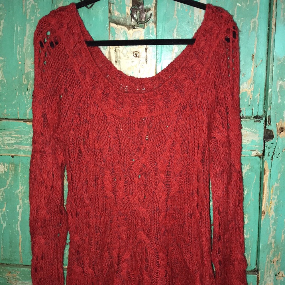 Free People Red Knit Sweater